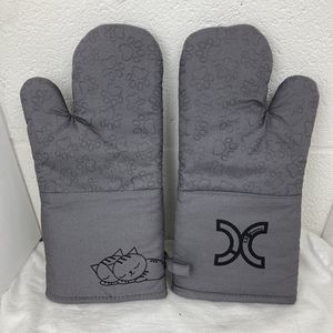 1 Pair Gray Cotton Long Silicone Paw print Cat Oven Mitts Cat Lovers gift Choice